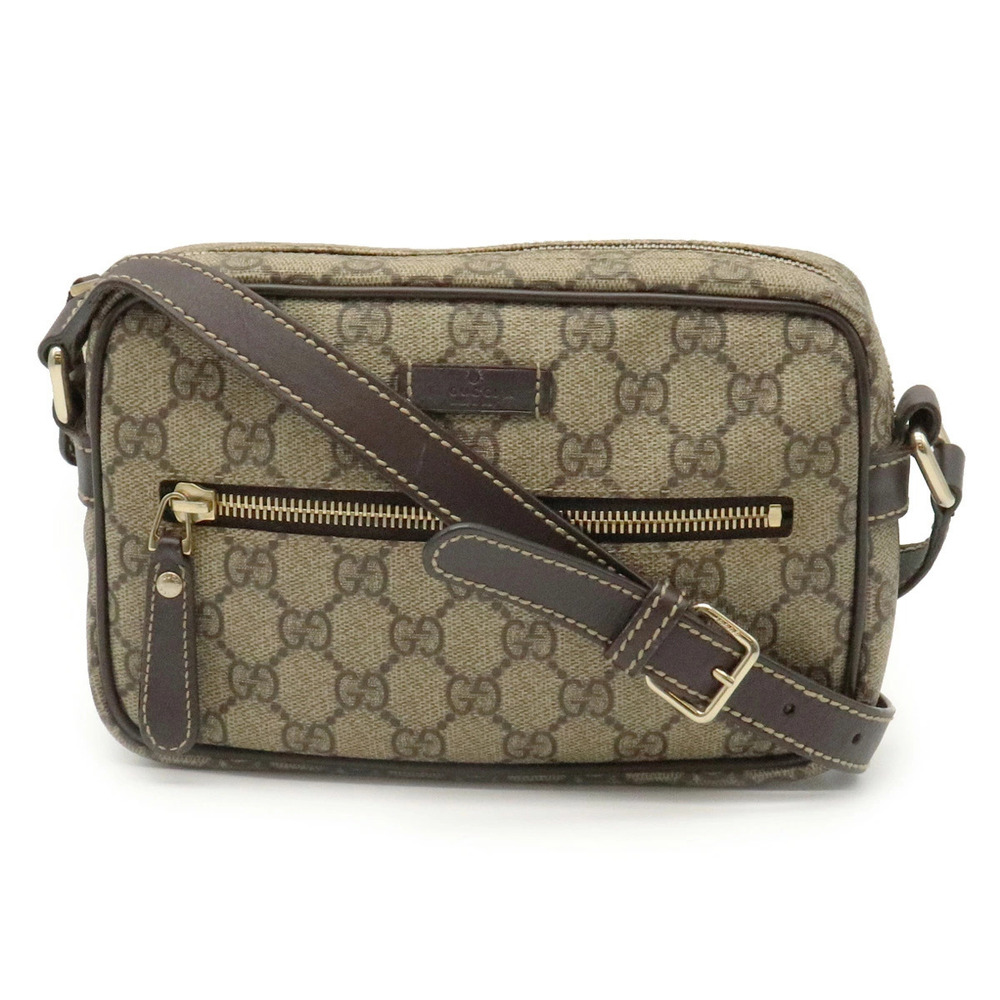 Gucci GG Plus Crossbody Bag Leather Beige Brown Cream